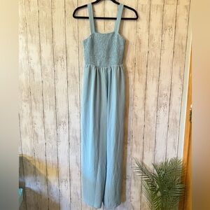 Elegant Blue Romper with Pockets